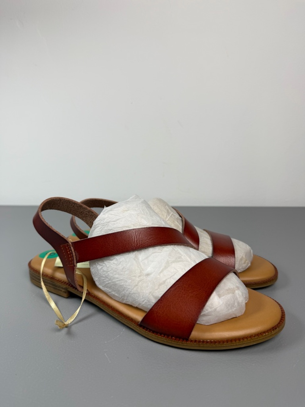 Cynthia Rowley Cognac Brown Leather Slingback Sandals - Picture 5 of 13